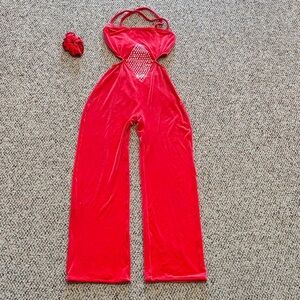 Motionwear Vibrant Velvet Feel Studded Pink Dancewear. XS